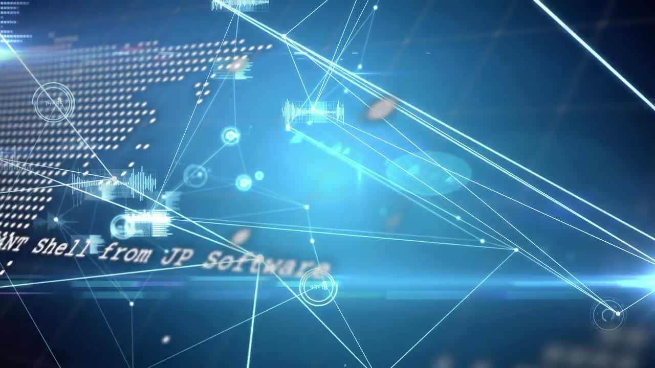 파란색 배경에 대한 세계 지도에 대한 연결 네트워크와 데이터 처리