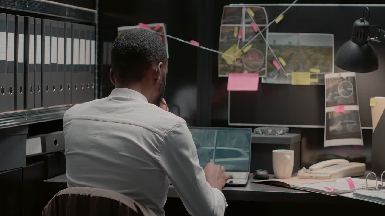 Detective Investigating Case in Office