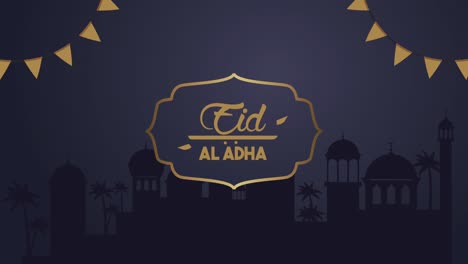 eid al adha golden frame with garlands