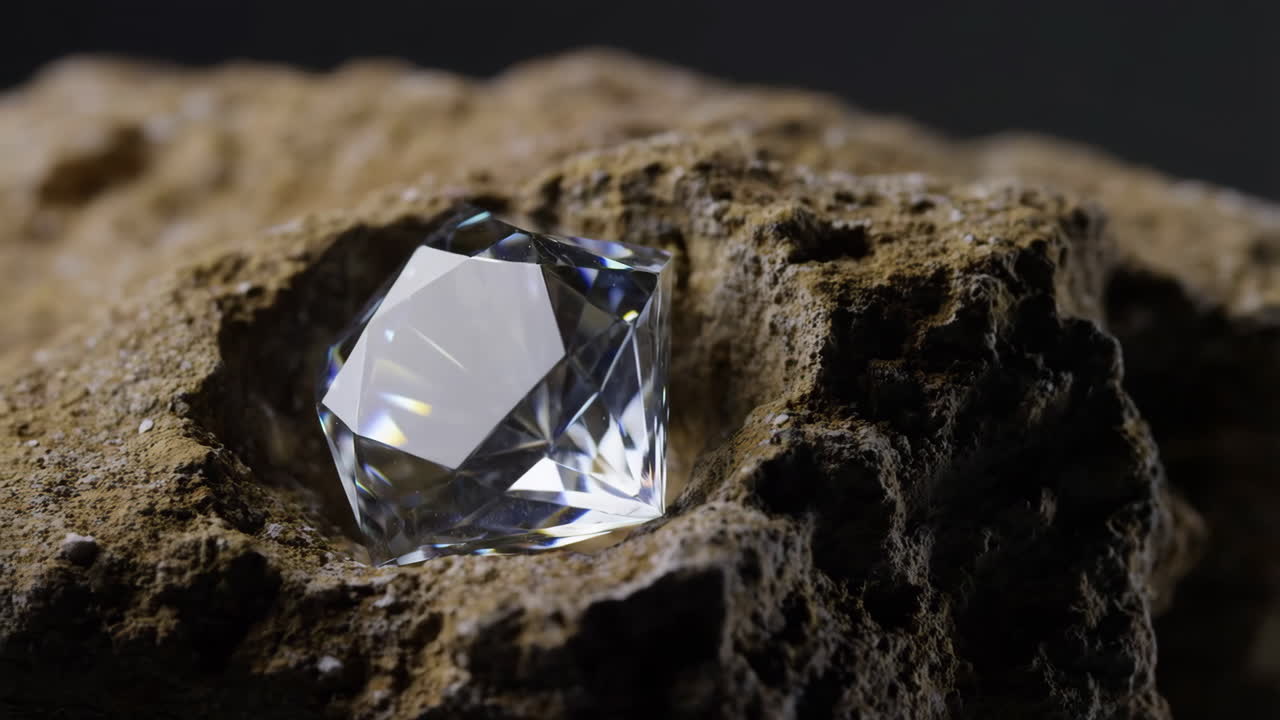 Diamant étincelant incrusté dans une roche naturelle brute
