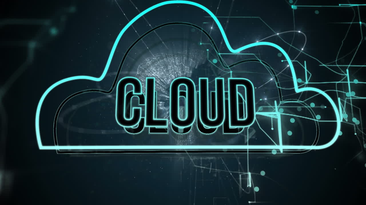 animación de texto en nube sobre manchas en fondo negro