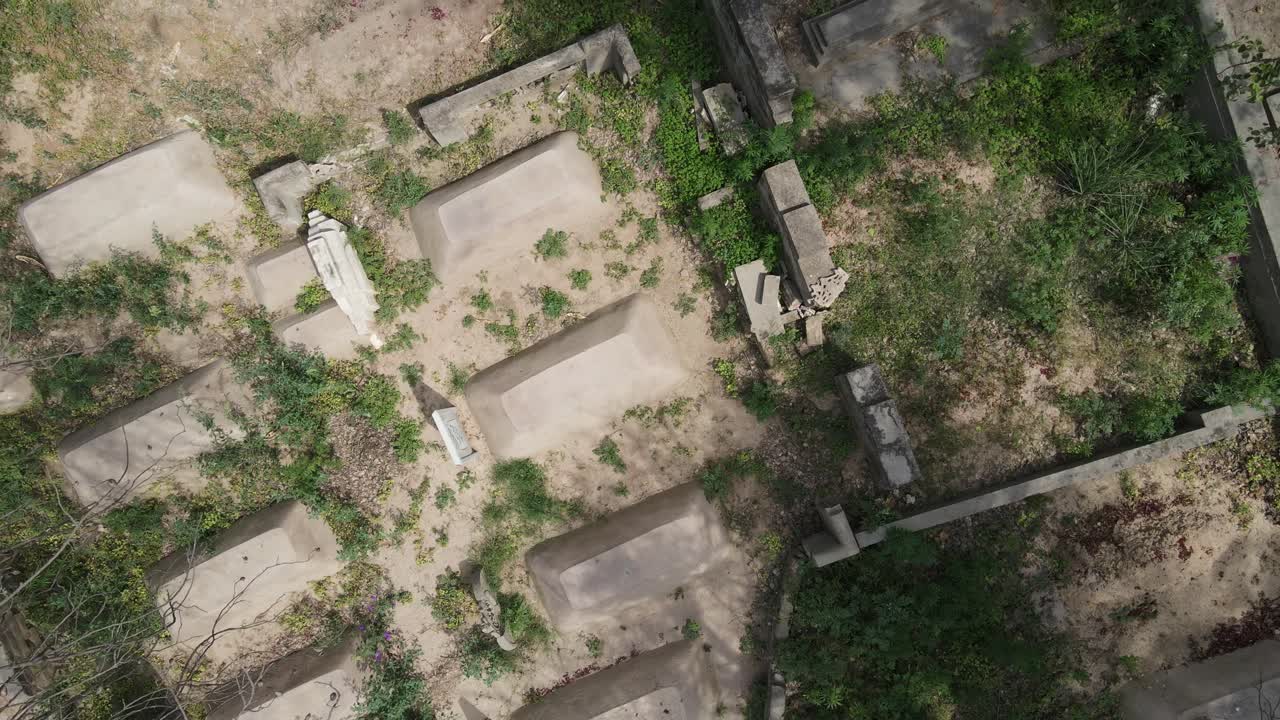 Drone view of Muslim cemeteries and graves in Pakistan
