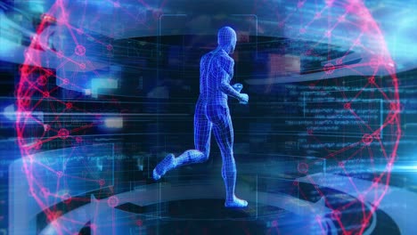tecnología biónica hombre humano en 3d corriendo (bucle)