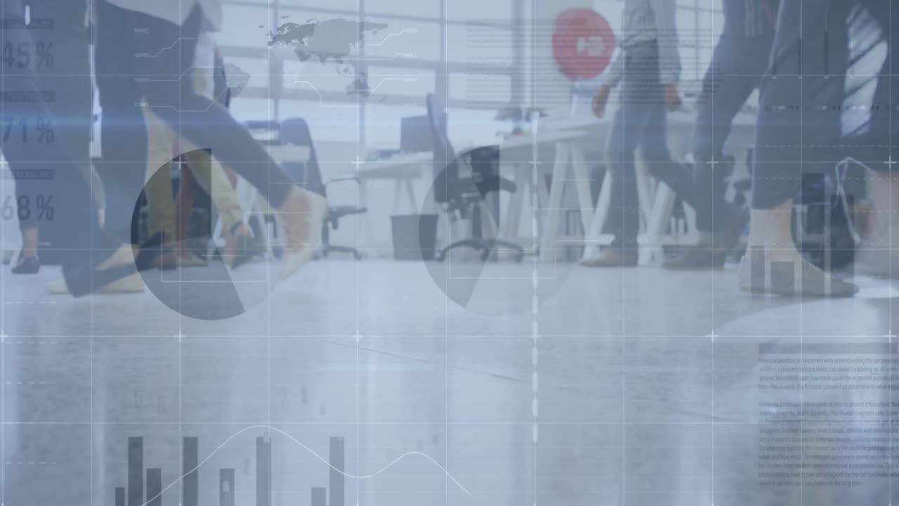 animación del procesamiento de datos financieros sobre personas de negocios