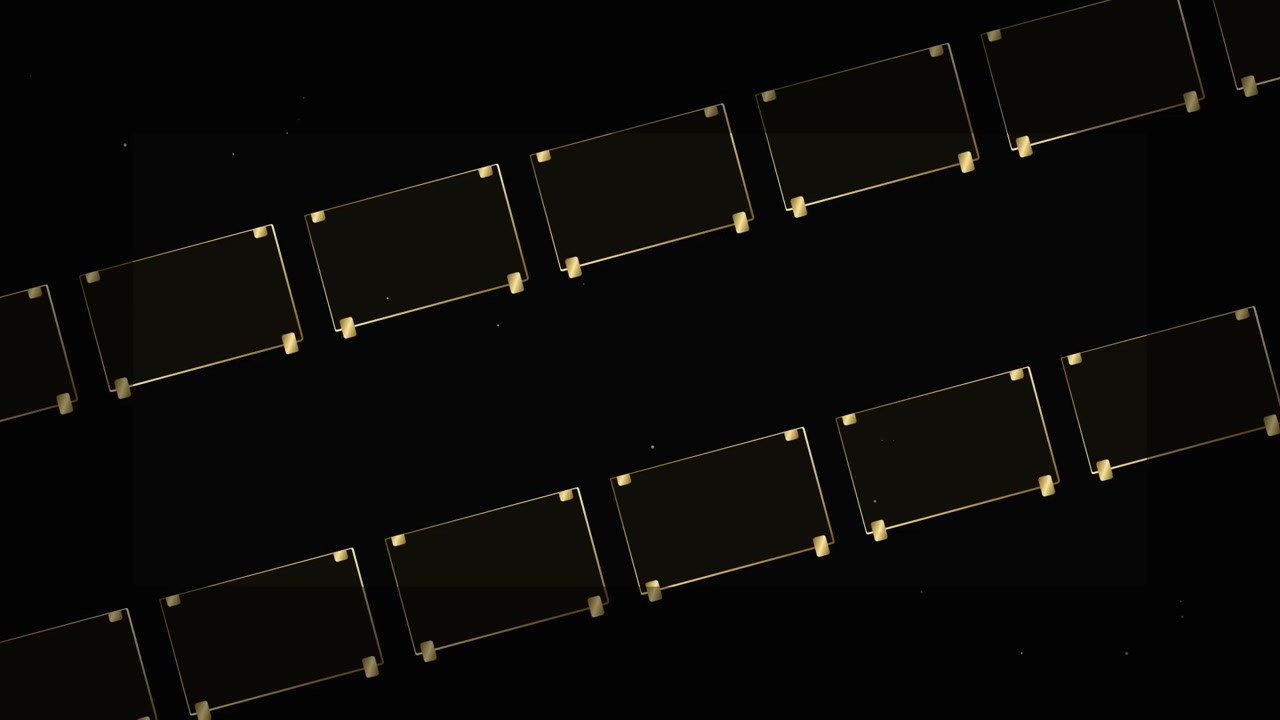 Abstract Motion Background with Floating Golden Glass Frames