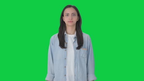 Indian-girl-looking-to-the-camera-Green-screen