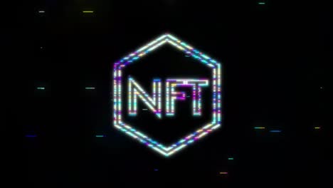 glitch nft sign. non-fungible token. motion graphic