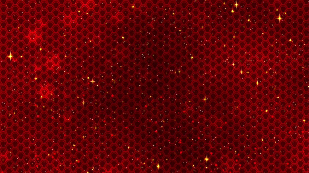 Sfondo rosso del Capodanno Cinese con stelle dorate scintillanti e motivo a drago. Animazione 3D in loop 4K. Magica animazione di buon anno