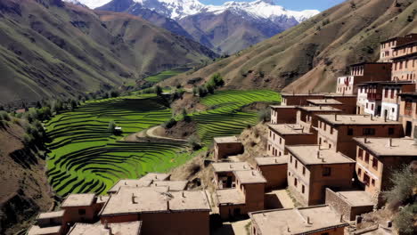 himalayan village with rice terraces