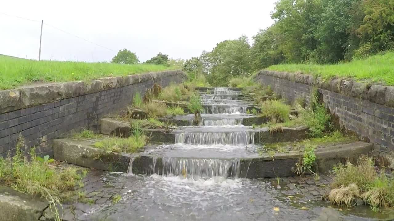 Dam waterway with flowing water