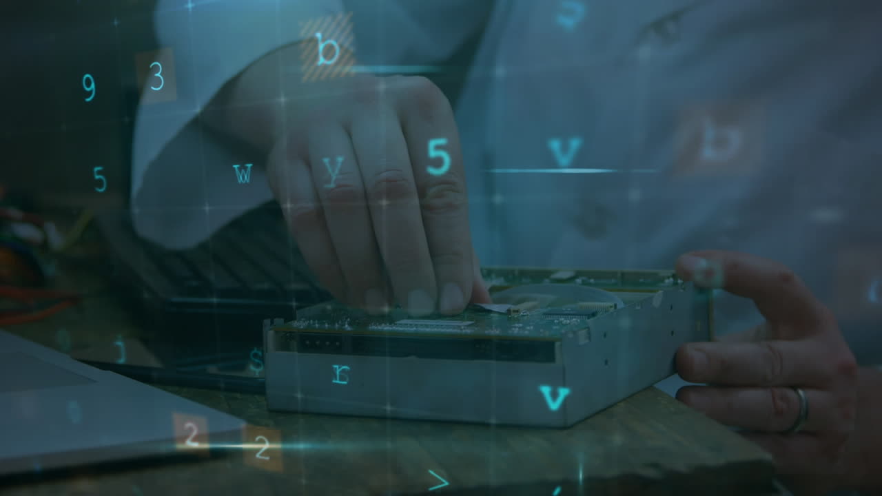 실험실에서 일하는 과학자에 대한 사이버 공격 경고의 애니메이션