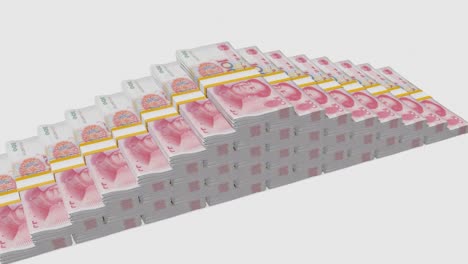 many wads of money. 100 chinese yuan banknotes. stacks of money.