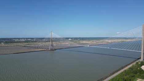 Puente-De-Normandía-Francia-Puente-De-Carretera-Atirantado-Drone,-Verano-Aéreo