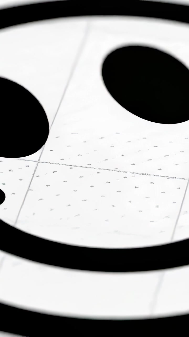 Vertical video: Panning camera revealing thick circle on dot grid paper to reveal two oval eyes