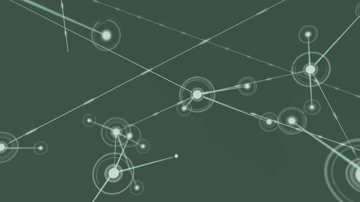 Digital animation of network of connections against grey background