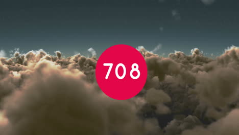 animation of counting numbers over clouds