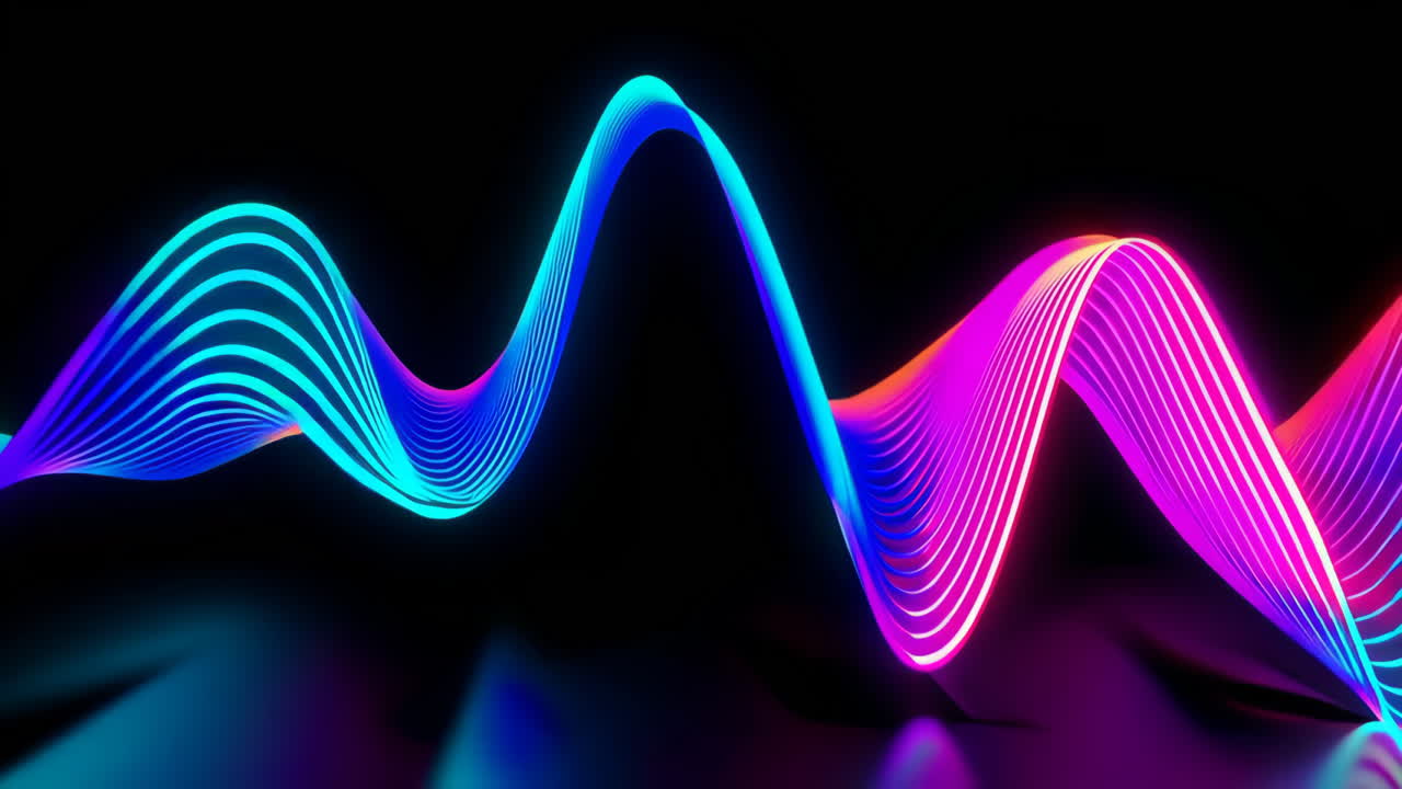 Vibrant Neon Wavy Lines on Black Background