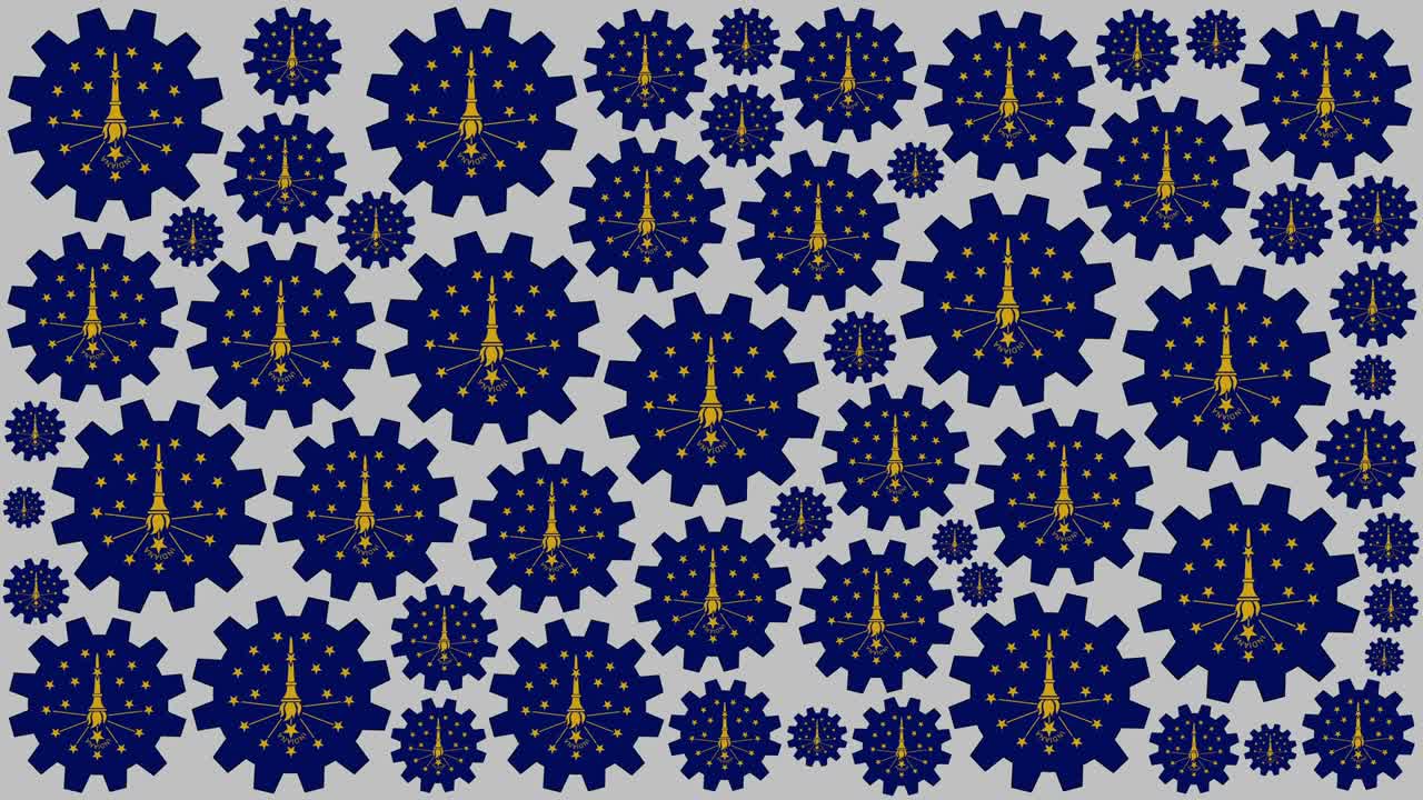 인디애나 미국 국기 기어 스피닝 배경