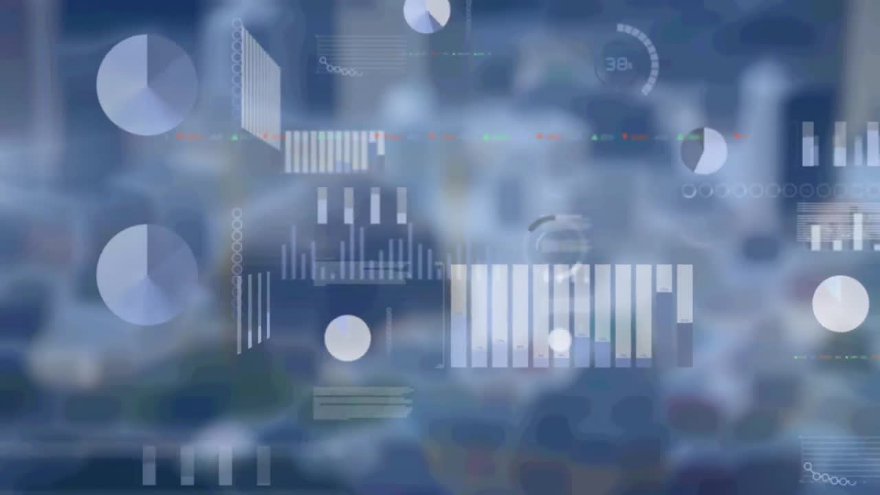 Animation of diverse data on blurred blue background