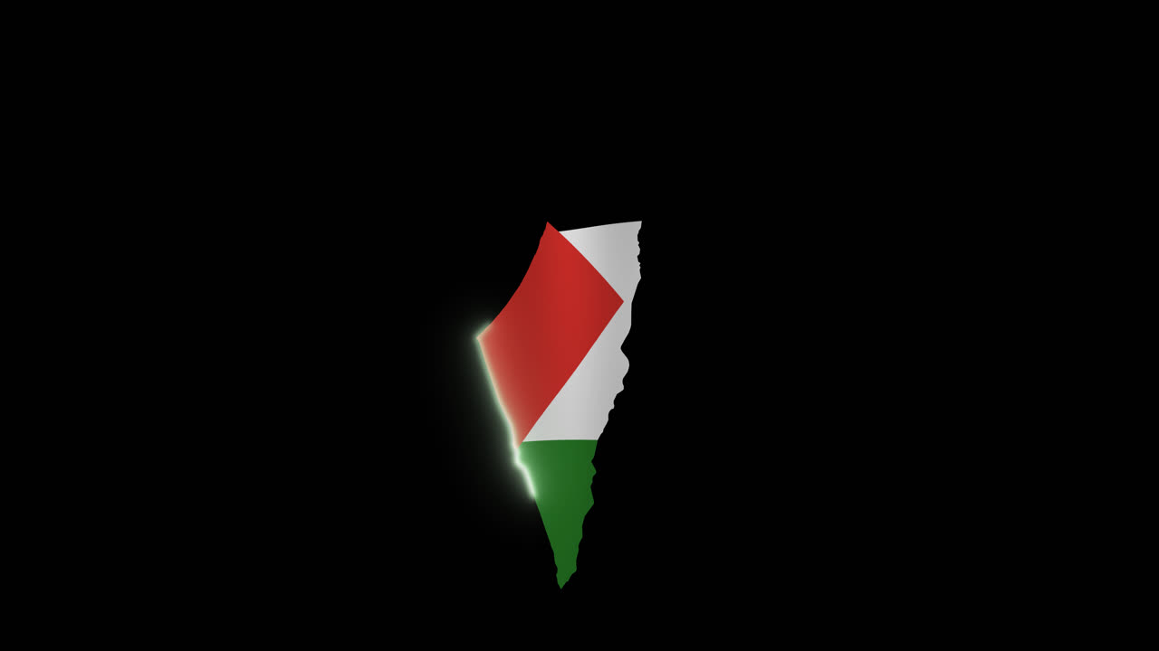 Mappa animata della Palestina con bandiera e contorno luminoso