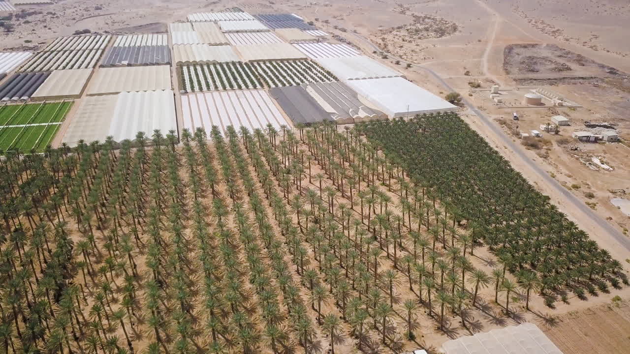 Extreme Wide Shot of Arava Desert in Israel Overlooking Agriculture Fields 03