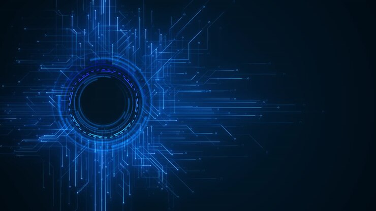 Circuiti di computer futuristici, circuiti astratti high-tech, effetti di luce dinamici e tecnologia avanzata