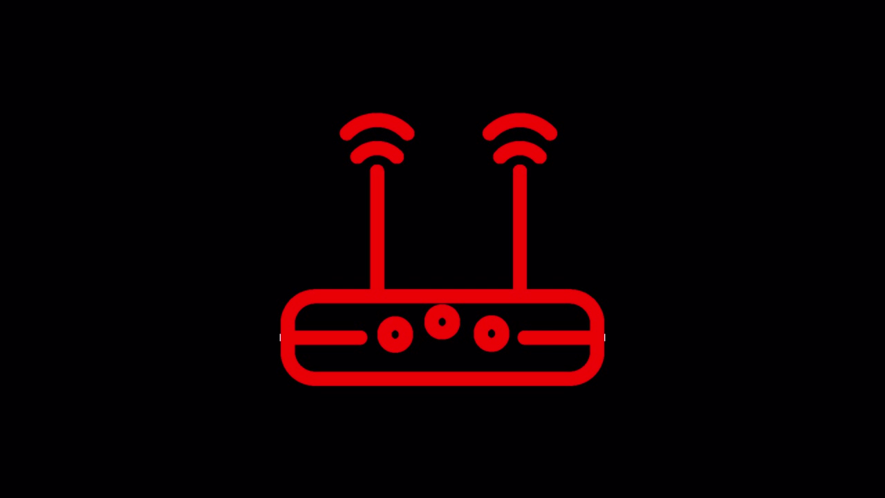 Animiertes rotes WLAN-Router-Symbol mit aktivem Signal