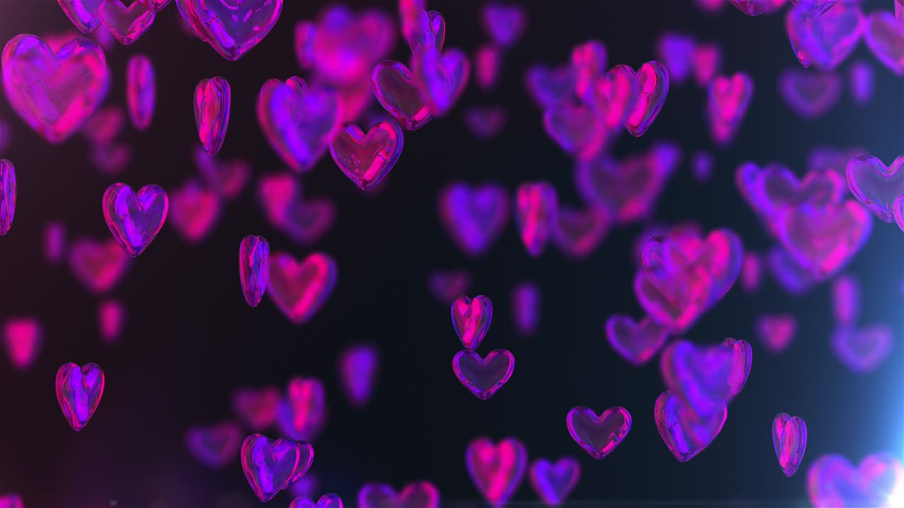 발렌타인 데이 다이아몬드 심장은 떨어지고 검은색에 회전합니다.