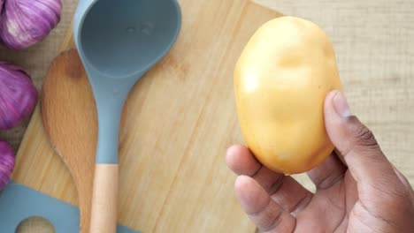 potato on a cutting board