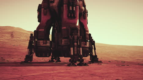 futuristic spaceship landing on mars