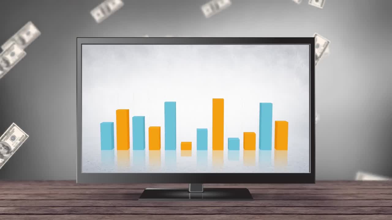 gráficos de barras en una pantalla de televisión