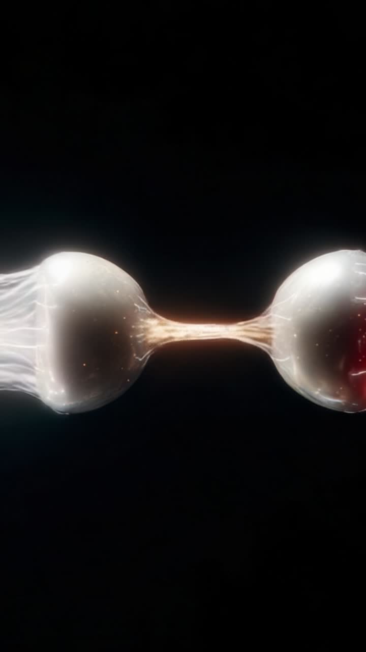 Captivating Visual of Two Spheres Emitting Energy, Interlinked by Vibrant Streams, Highlighting the Dynamics of Connectivity and Energy Transfer in a Stunning Display