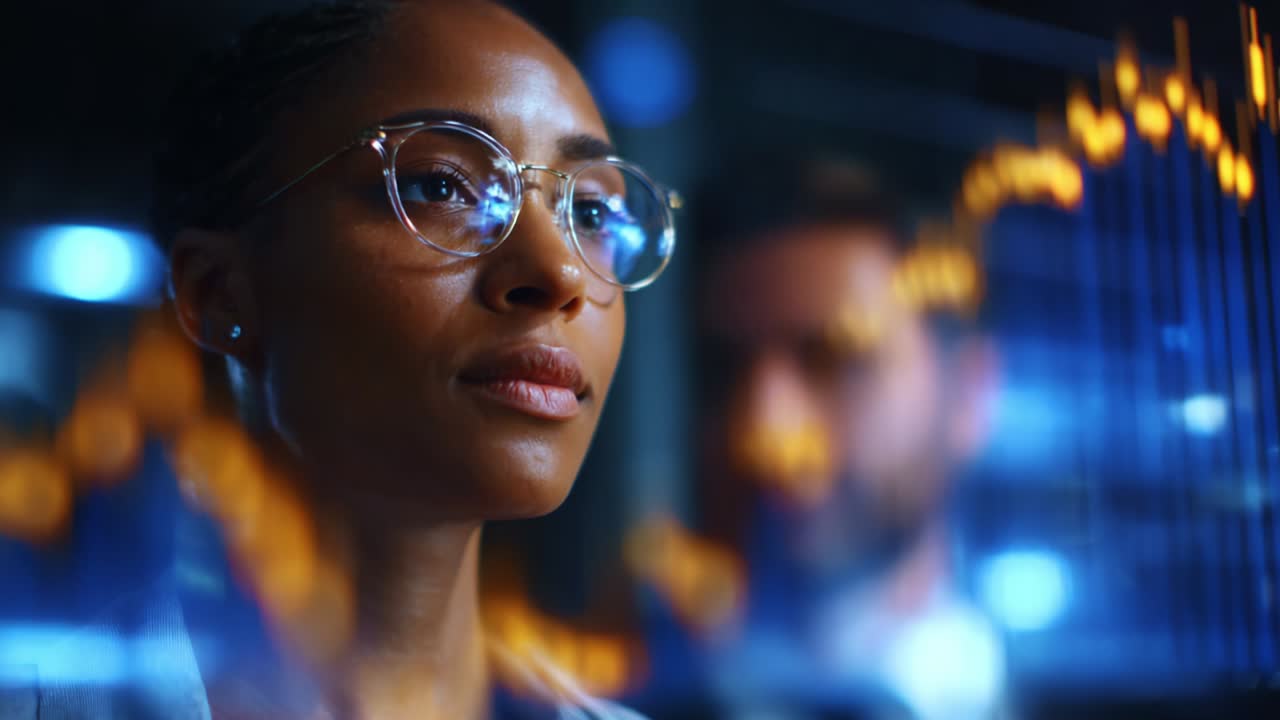 Focused Professional Examining Data Patterns and Trends in a Financial Chart while Contemplating Future Strategies for Success in a Modern Business Environment