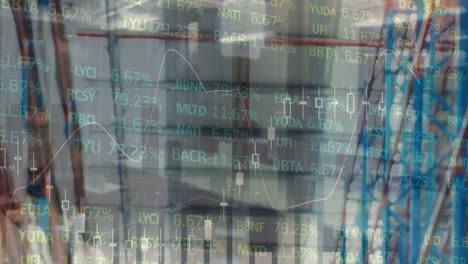 animación del procesamiento de datos en un almacén vacío