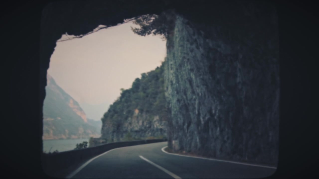 Driving through the natural stone arch