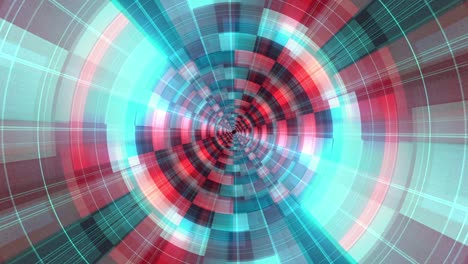 abstract red blue glow futuristic sci-fi flickering light background. 4k cyber hologram hud elements. looped animation abstract background. hyperspace with digital bright circles in red blue color.