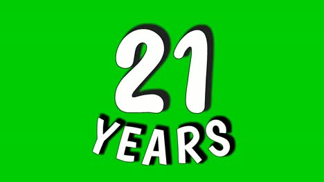 21 years digit animation motion graphics on green screen