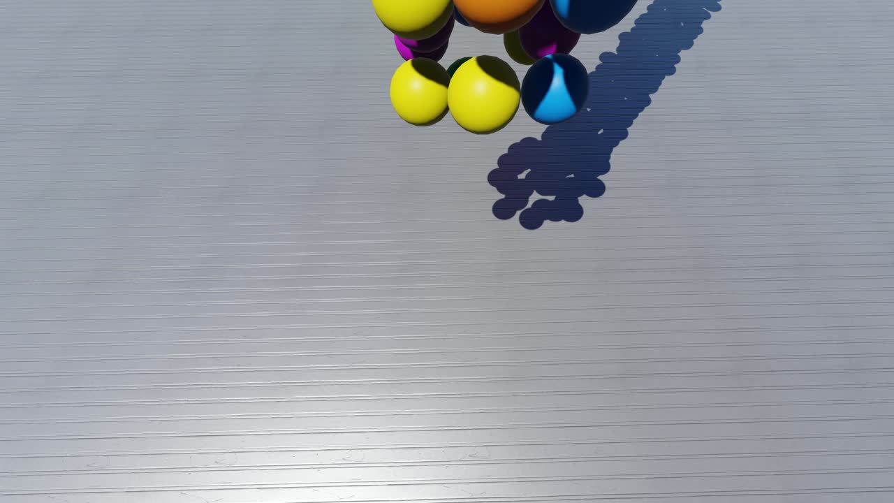 bolas de colores que caen, juguetes para niños, bolas de plástico, patio de recreo, fondo abstracto 4k