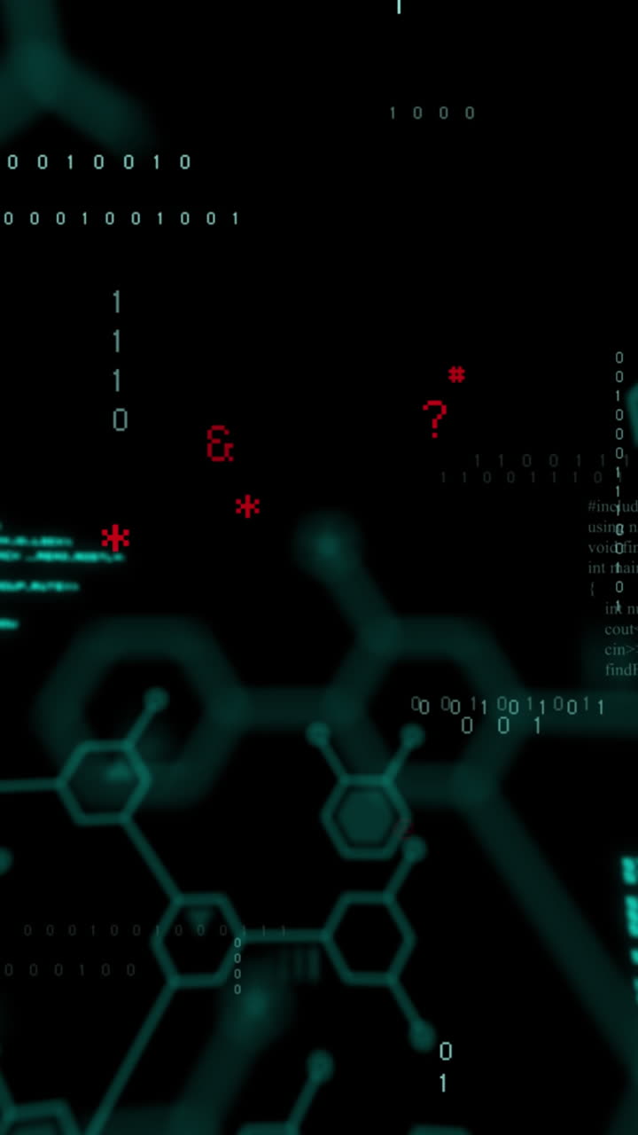 Animation of data processing on black background