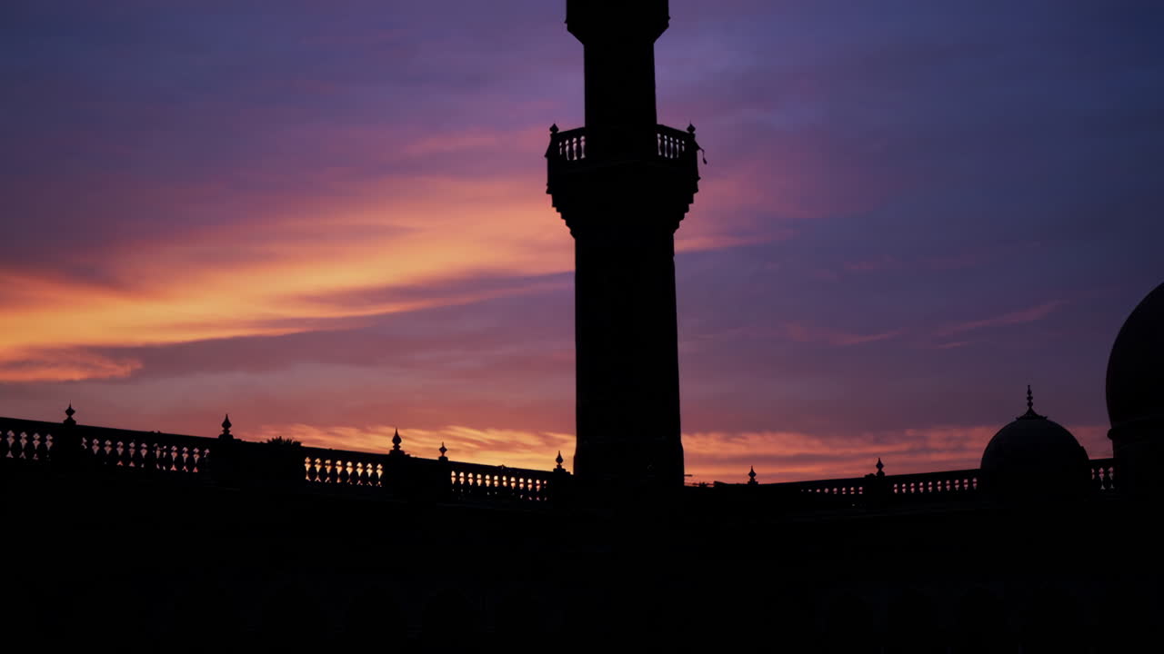 Silhouette of a Mosque at Sunset