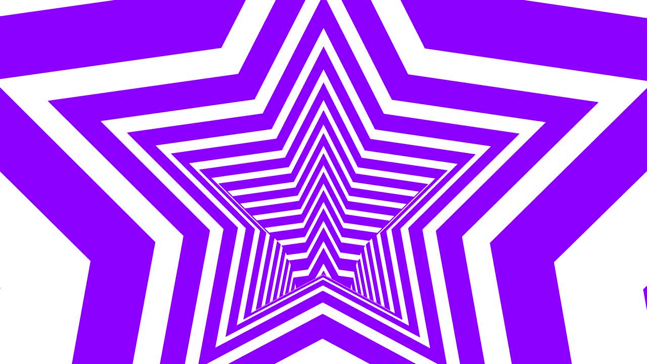 estrella hipnótica animada con fondo de bucle sin costuras blanco y púrpura.