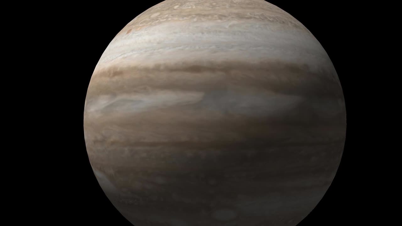 Close up of Jupiter isolated large planet in the space, rotating on its axis