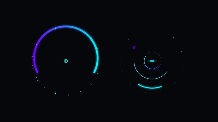 Abstract Digital Loading Interface with Rotating Neon Circular Elements