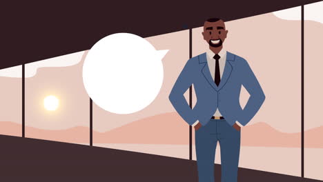 afro businessman speaking character animation