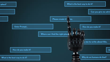 Animation-Der-KI-Text--Und-Datenverarbeitung-über-Dem-Roboterarm