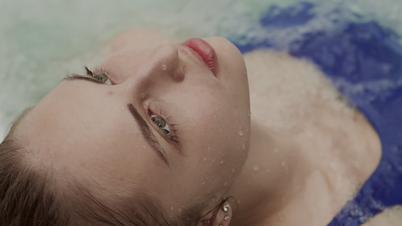 Beautiful Woman Resting in Jacuzzi