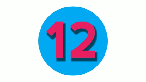 number twelve 12 cartoon animation on white background,4k cartoon video number motion graphics for video elements