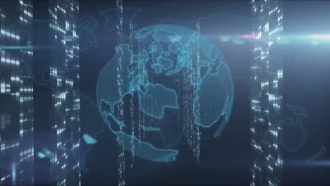 animation of globe and light spots over world map