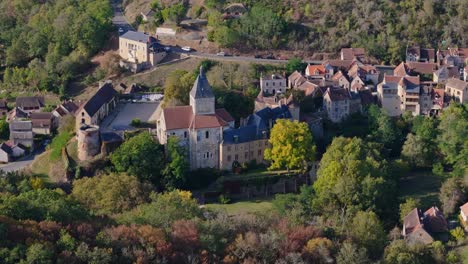 aerial view of gargilesse village and its castle, france