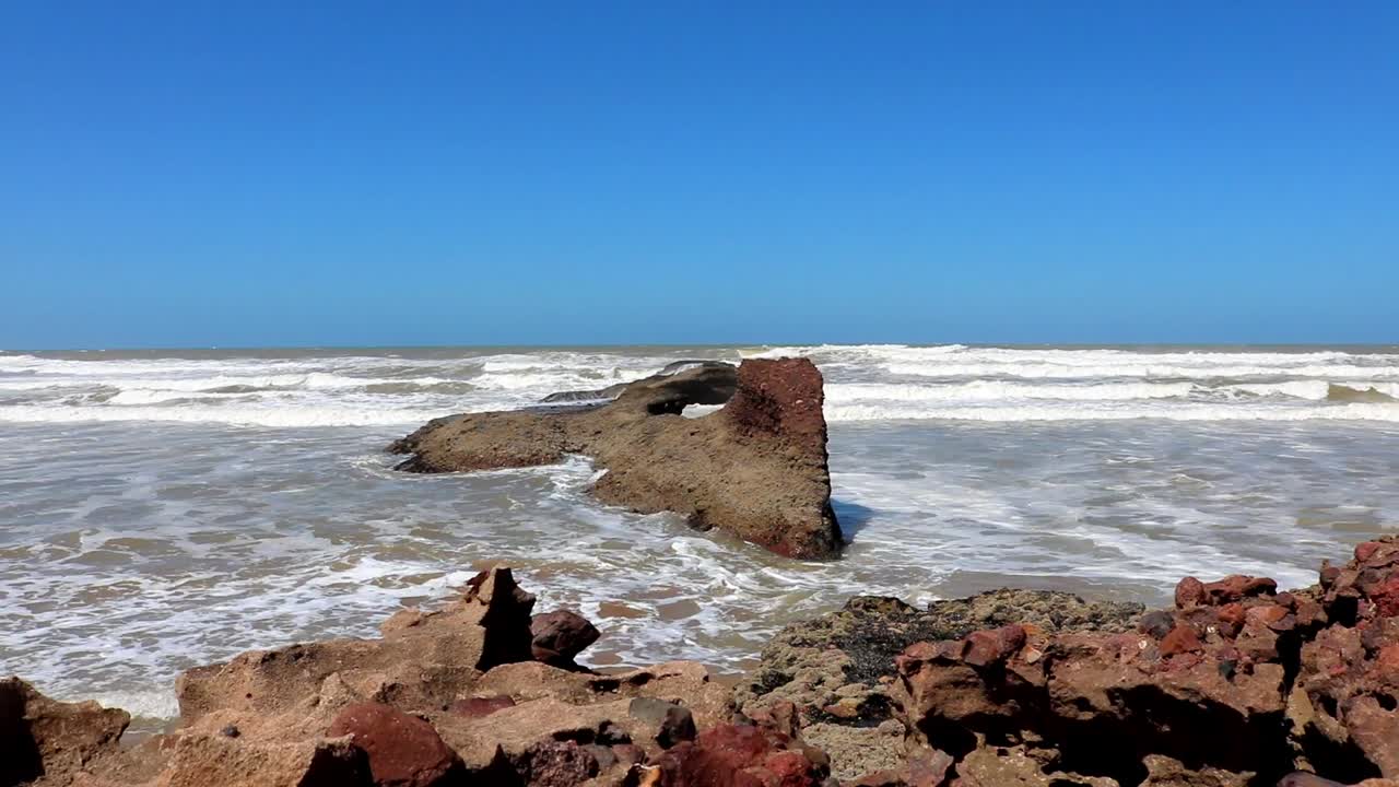 rocks and waves at legzira beach Morocco